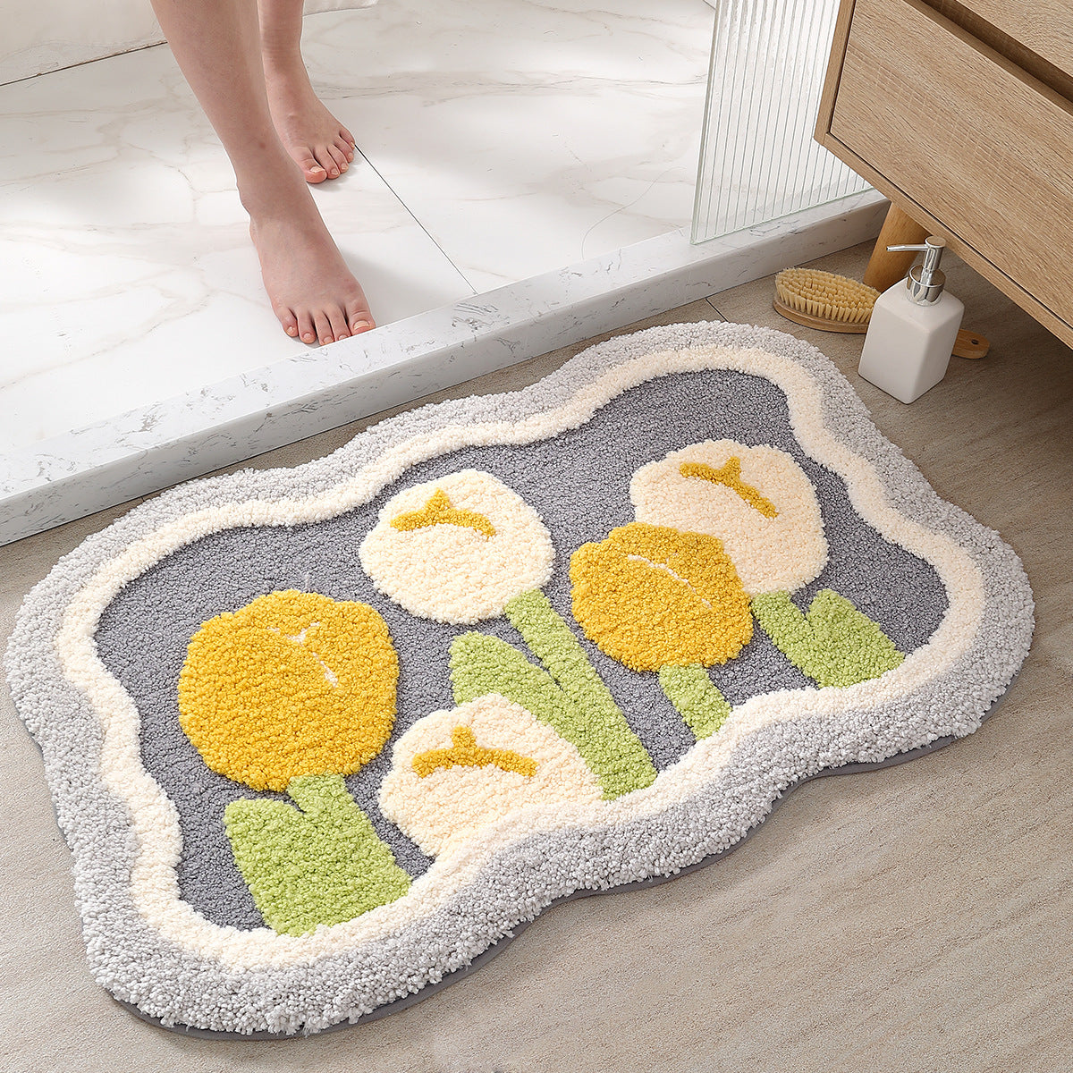 Blumen Design Memory Foam Badmatte Brehn