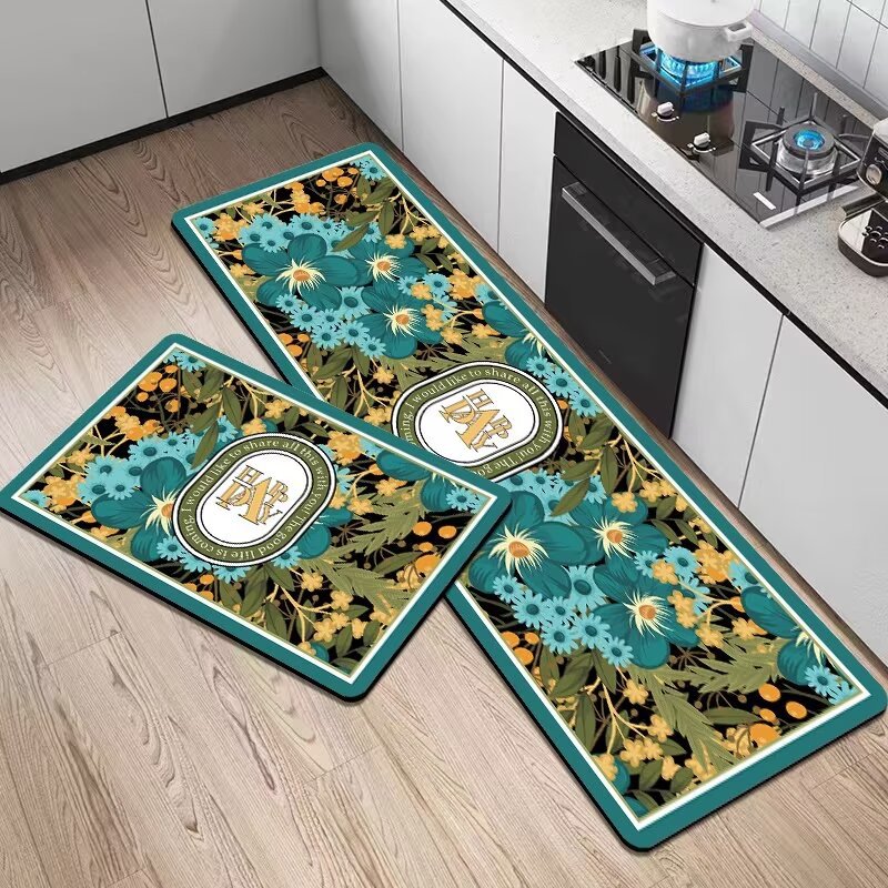 Künstlerisches Blumen-Küchenmatten-Set