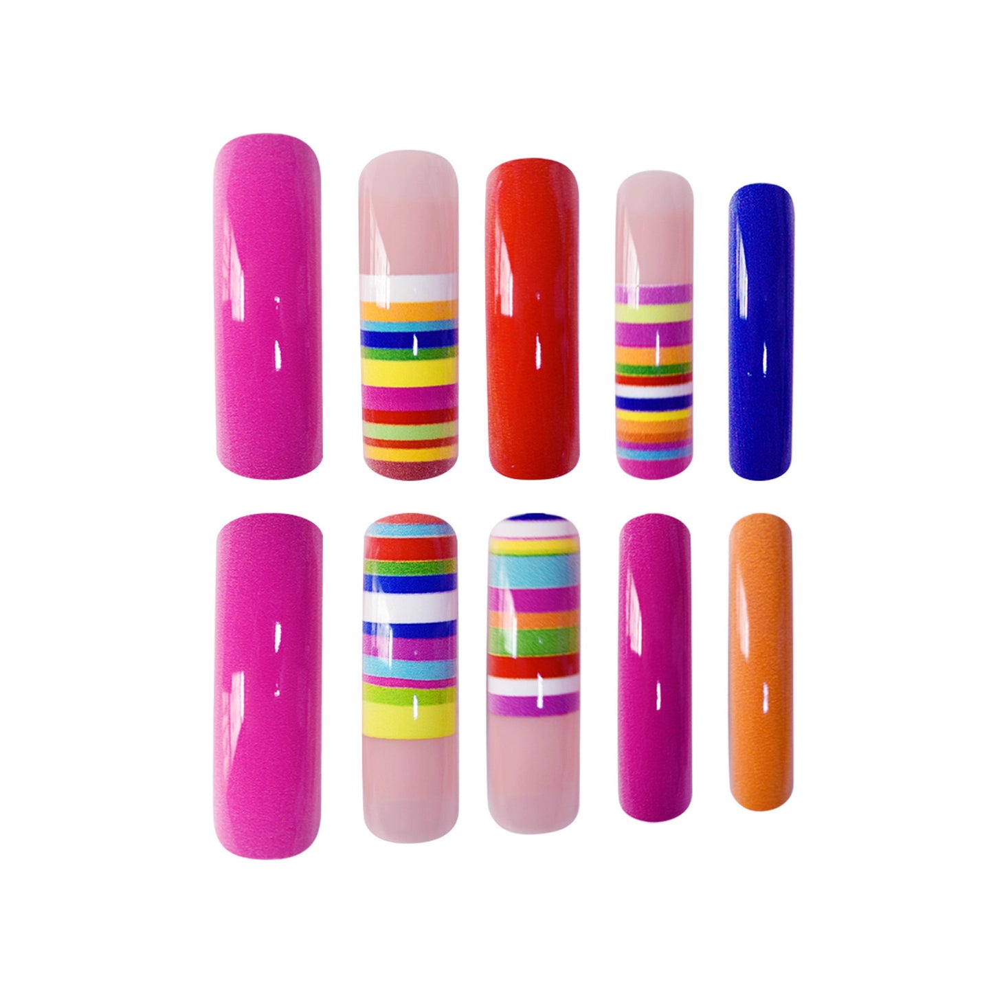Bunte Künstlerische Press-On Nagelset Brehn