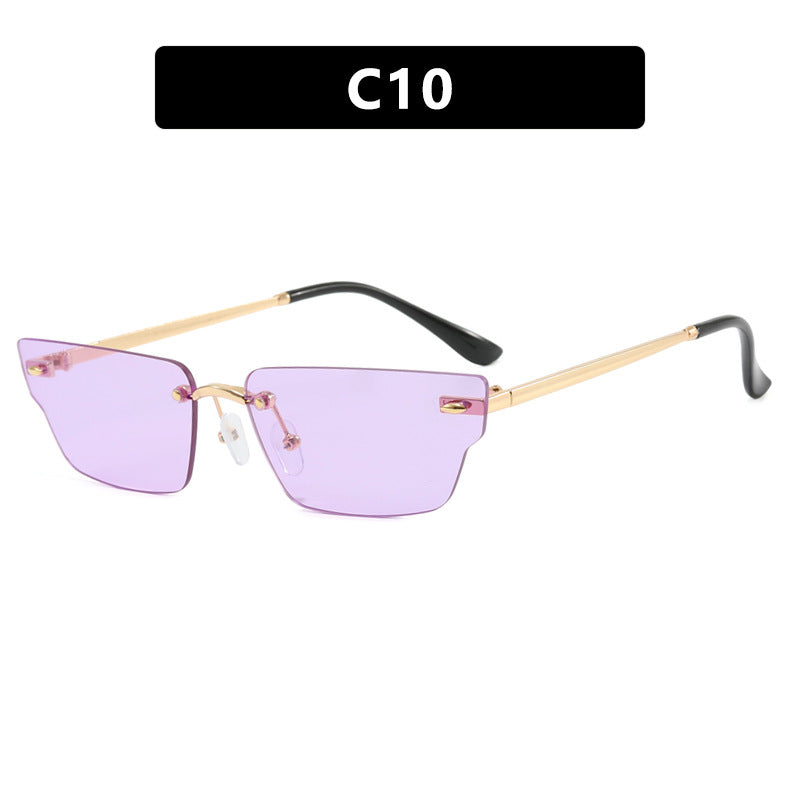 Damen geometrische Sonnenbrille mit filigranem Rahmen und transparenten Gläsern Brehn