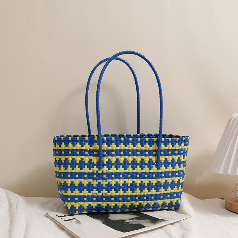 Damen Korbtasche mit farbenfrohem Flechtdesign Brehn