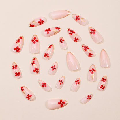 Elegante florale Akzent Stiletto Nagelkunstverlängerungen Brehn 1789713324