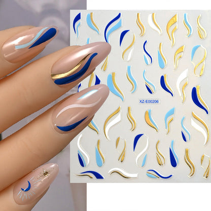 Abstracte Welle Nagel Kunst Aufkleber
