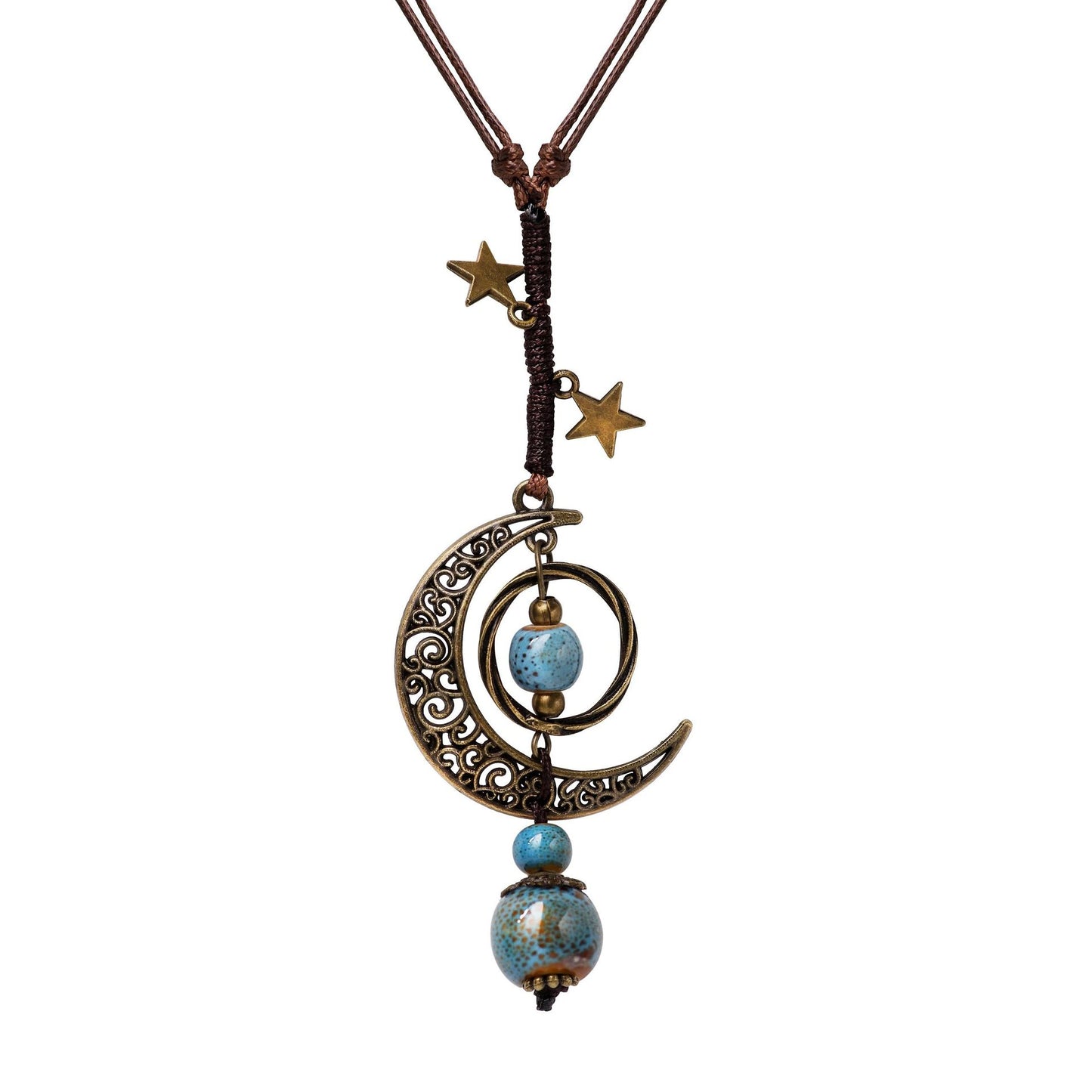 Bohemian Mond- und Stern-Anhänger Halskette Brehn