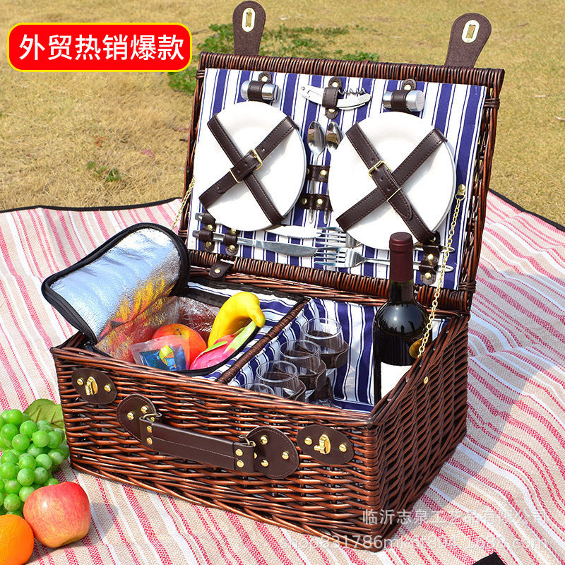 Damen luxuriöser Picknickkorb mit integriertem Geschirr-Set und isolierter Kühlfunktion Brehn
