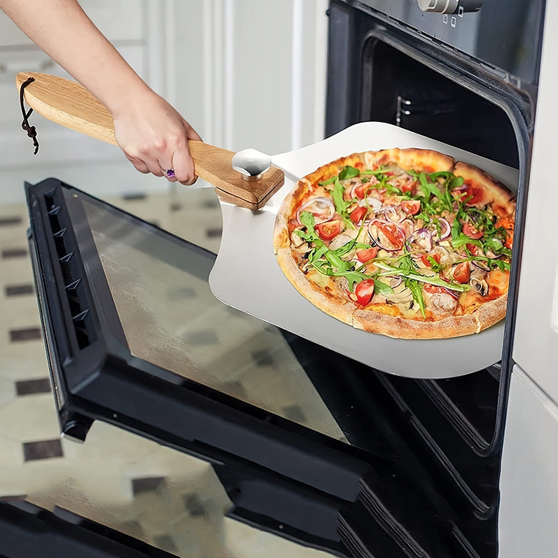 große Edelstahl-Pizzaschaufel mit Holzgriff Brehn