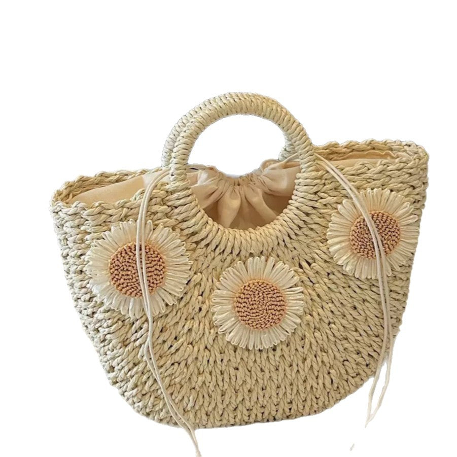 Handtasche Aus Naturmaterial mit Floralen Akzenten Brehn