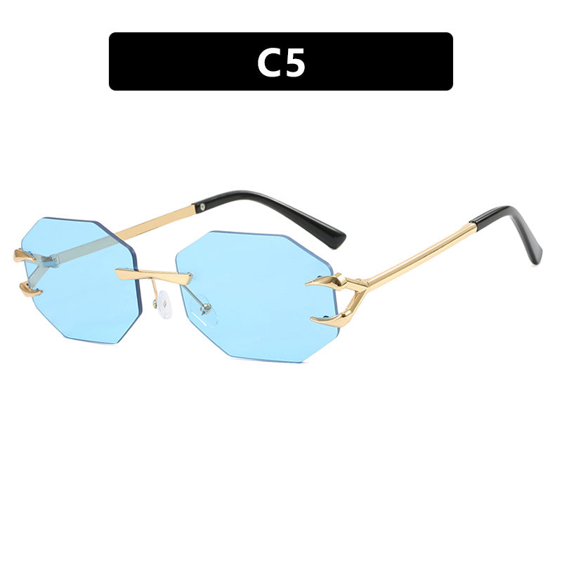 Damen geometrische Sonnenbrille mit modernem Metallrahmen Brehn
