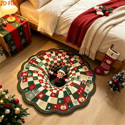 Festlicher 3D Weihnachtsdorf Teppich