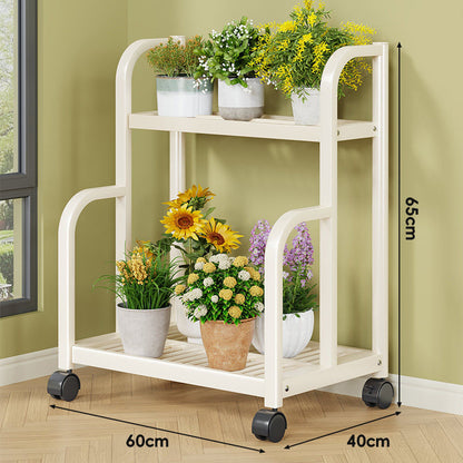 Drei-Ebenen Rollbares Metall Pflanzen Display Regal