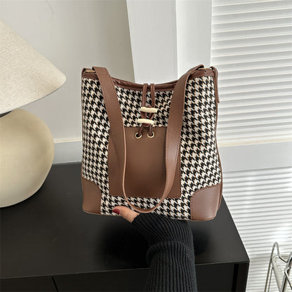 Stylische Hounds Tooth Druck Schultertasche