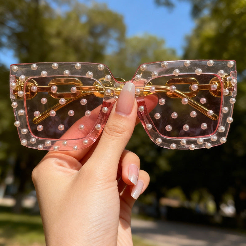 Dekorative perlenbesetzte Katzenaugen-Sonnenbrille Brehn