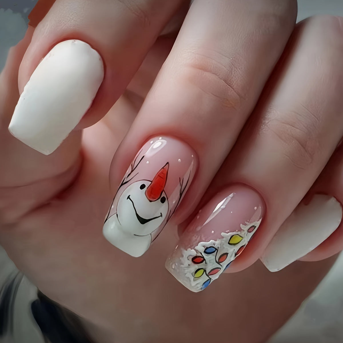 Kunstnägel mit Verspielt Festlichem Schneemann-Design Brehn