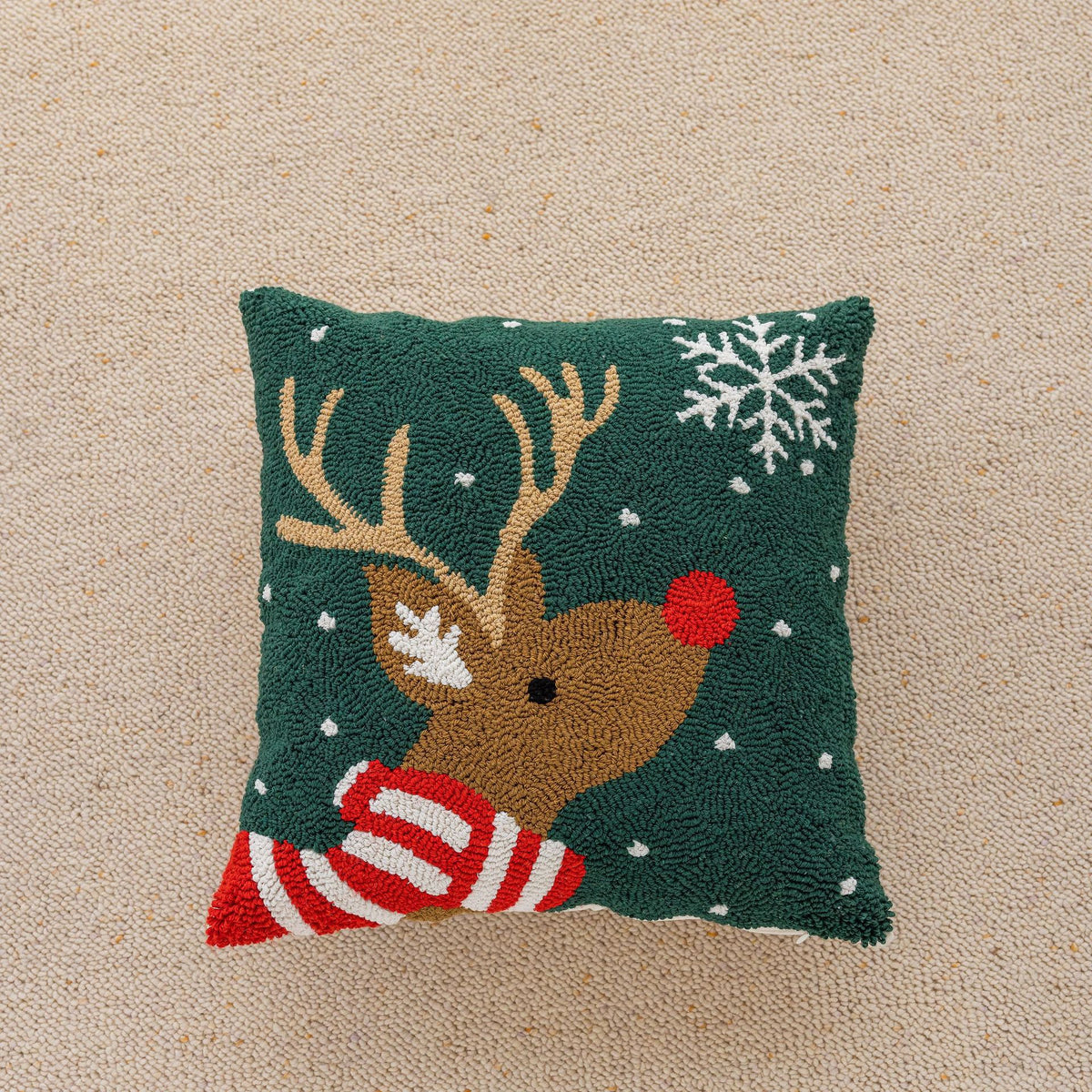 Urlaubs-Tufted-Chenille-Quadrat-Wurfkissen mit erhöhtem Baum-Motiv und verstecktem Reißverschluss