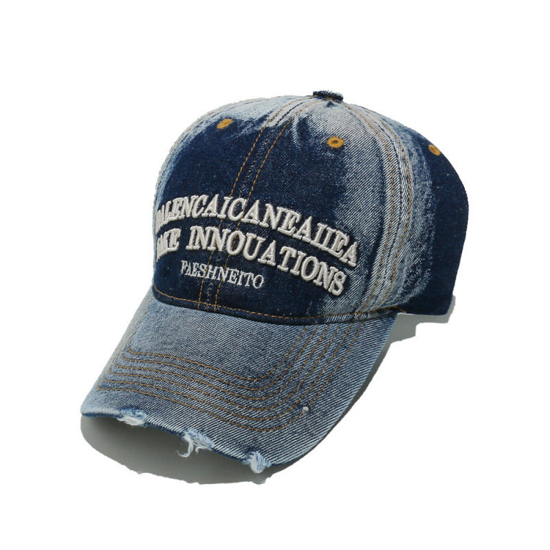 Damen Distressed Denim Grafik Baseballkappe Brehn