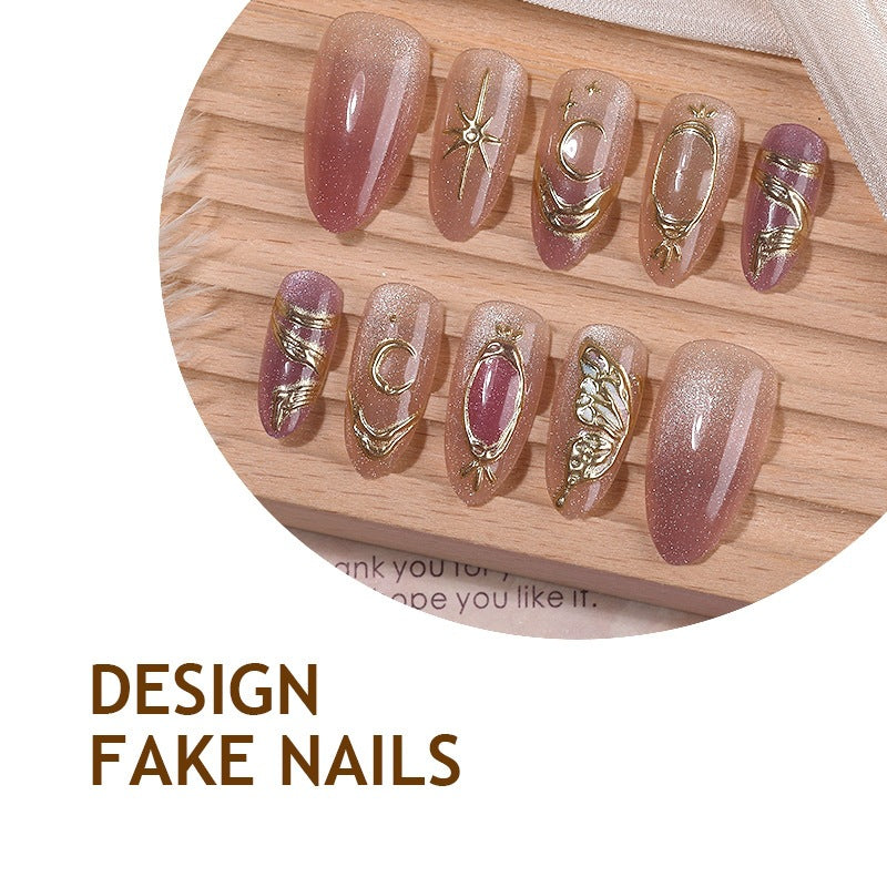 Kunstnagelset mit eleganten Glitzer- und Blumenapplikationen Brehn