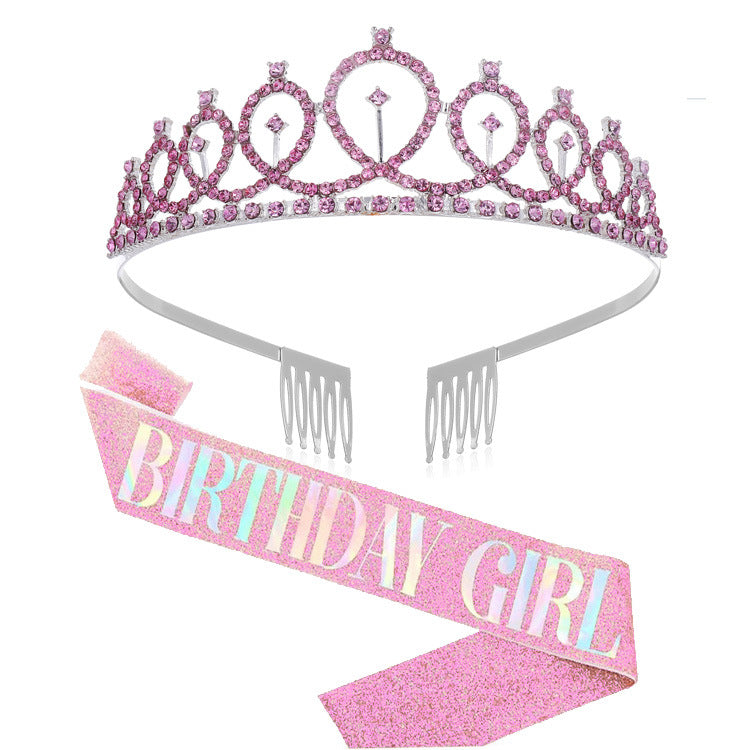 Damen Glitzernde Geburtstagskrone mit aufwendigem Haarband Brehn