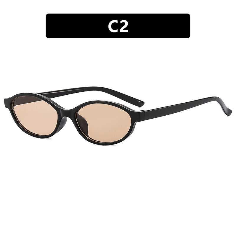 Damen ovalförmige Sonnenbrille mit transparentem Rahmen und UV-Schutz Brehn