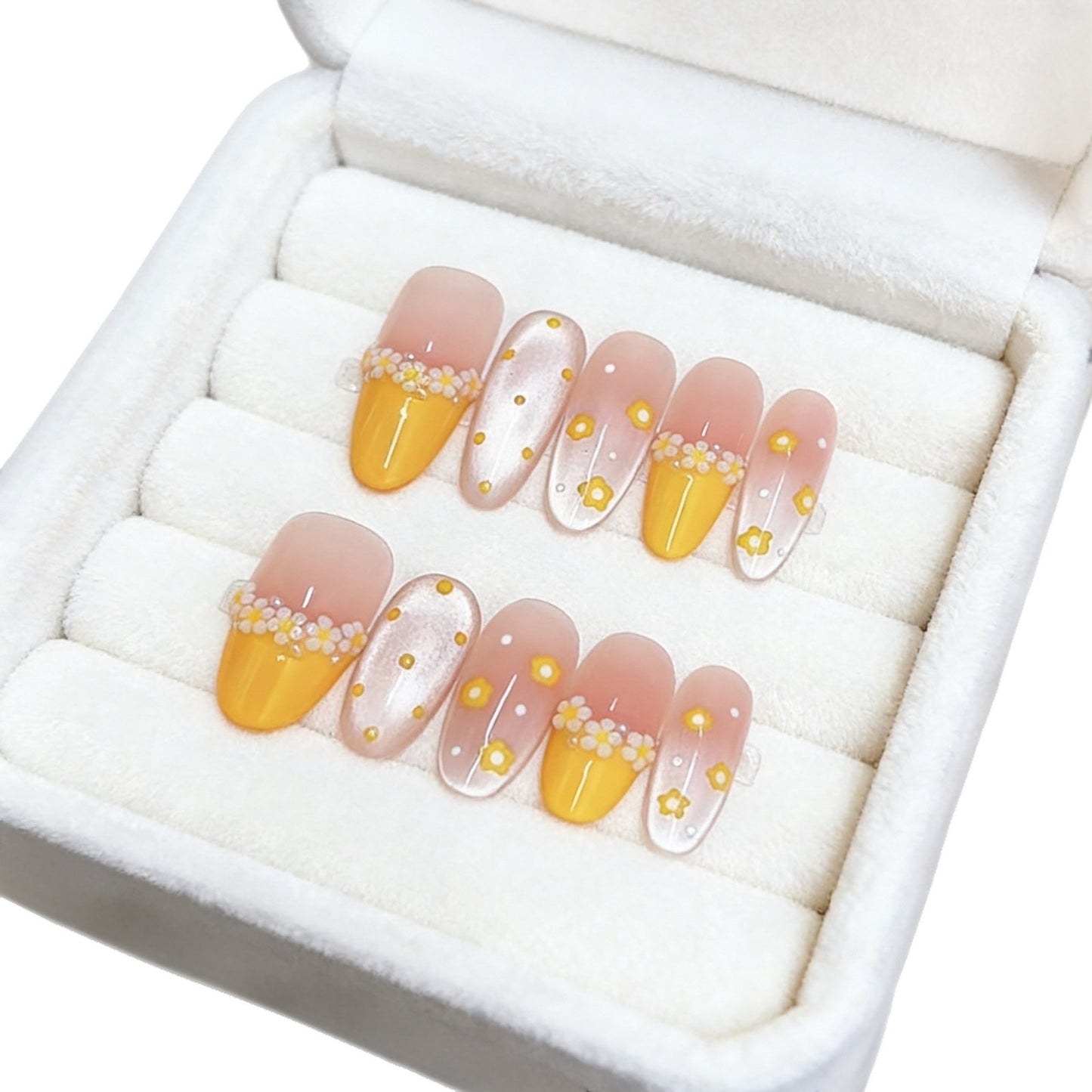 Künstlerisches blumenmusteriertes Press-On-Nagelset Brehn