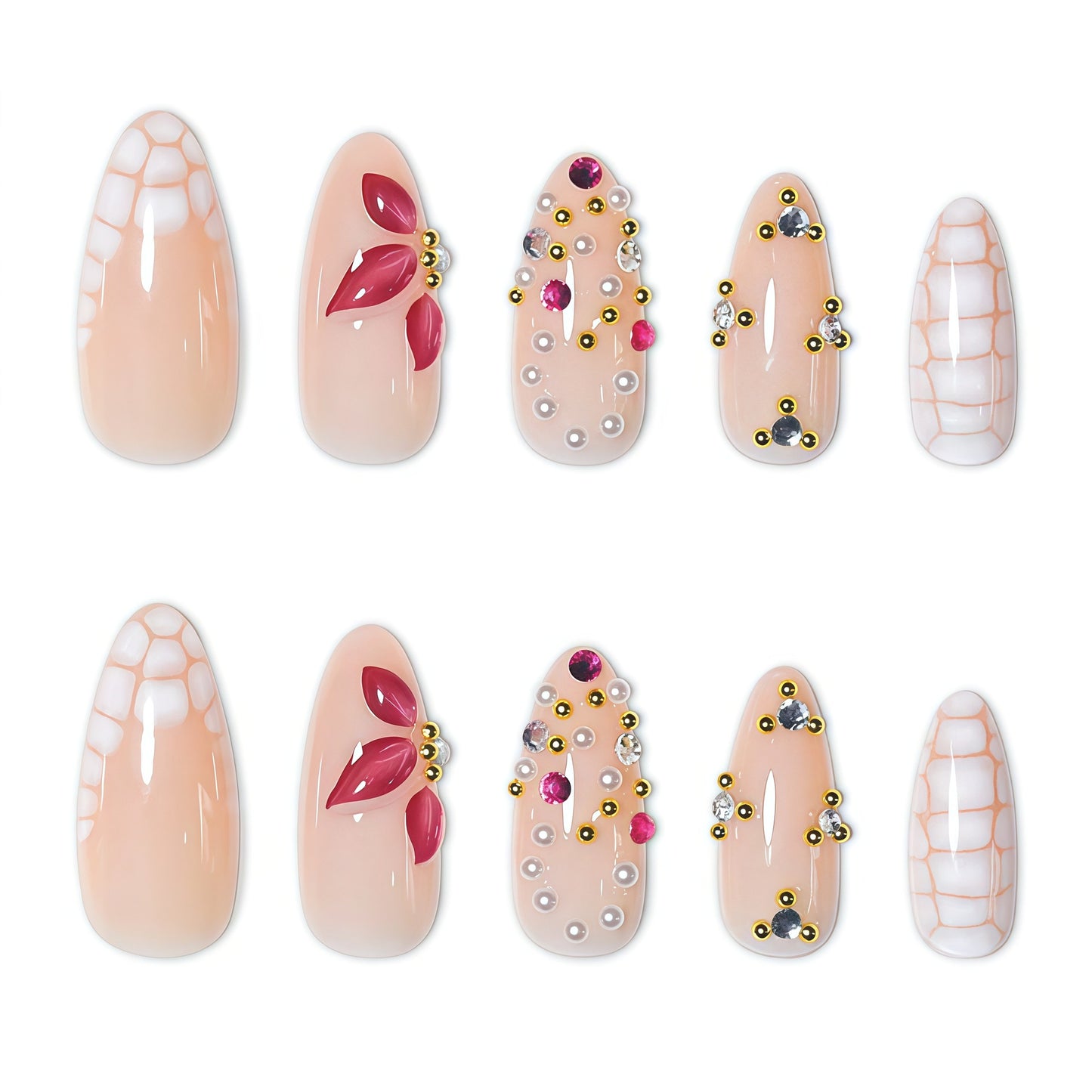 Elegante Blumendruck-Acryl-Nagelverlängerungen Brehn 1787913980