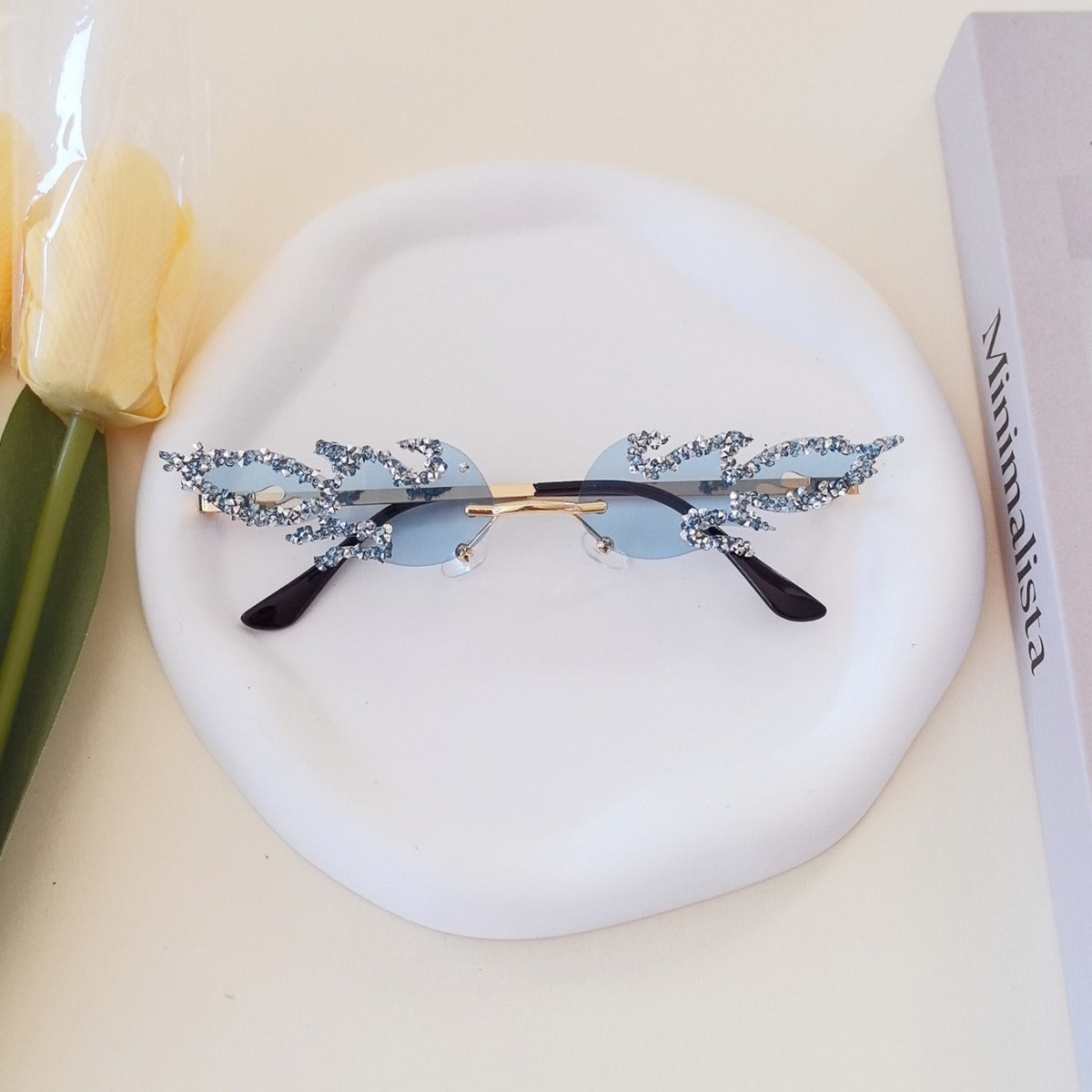 Damen extravagante Design-Sonnenbrille mit funkelnden Verzierungen Brehn