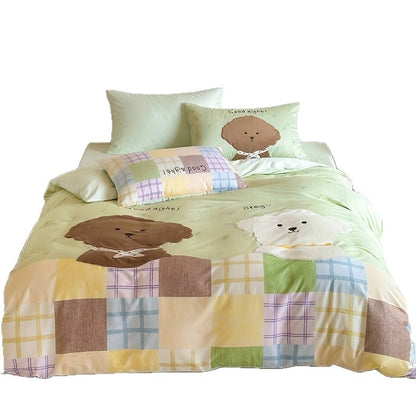 Kinder Patchwork Pudel Motiv Baumwolle Bettbezug Set