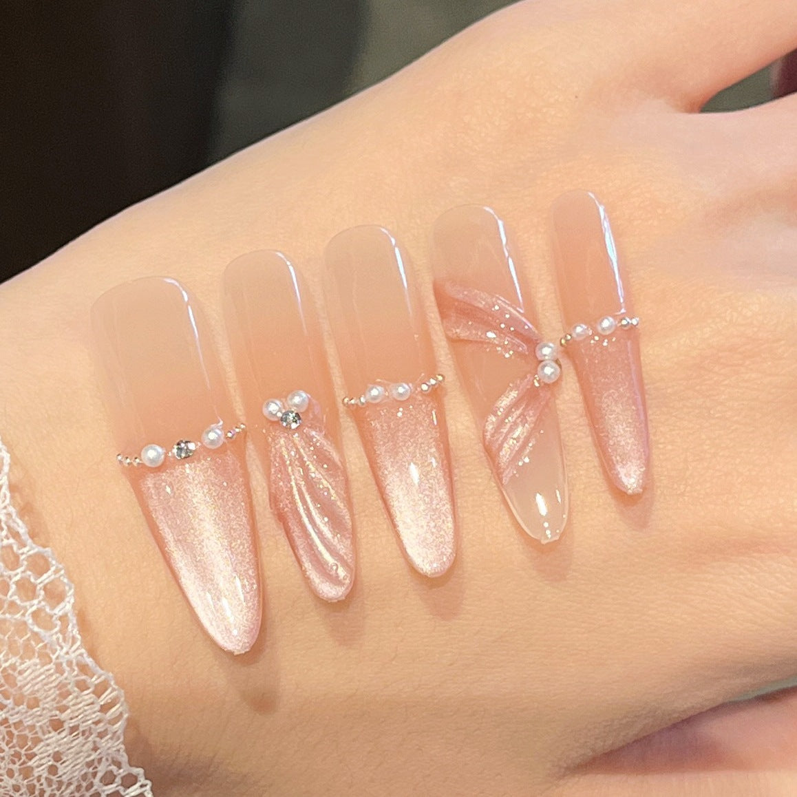 Elegante 3D dekorative Aufklebe-Nagelverlängerungen Brehn