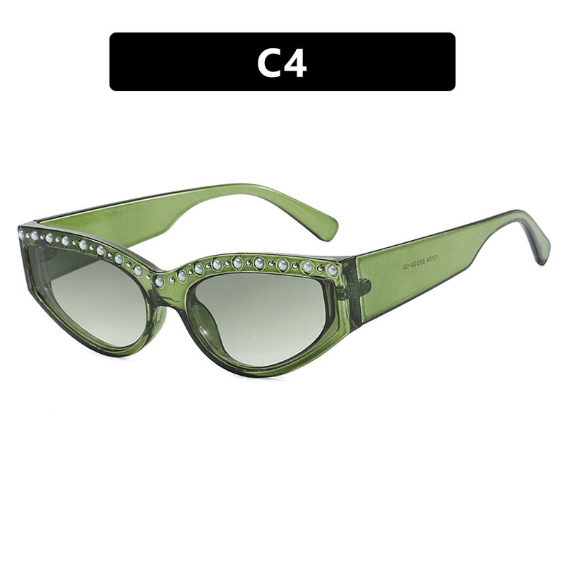 Damen Cat-Eye Sonnenbrille mit funkelndem Strassbesatz und animalischem Muster Brehn