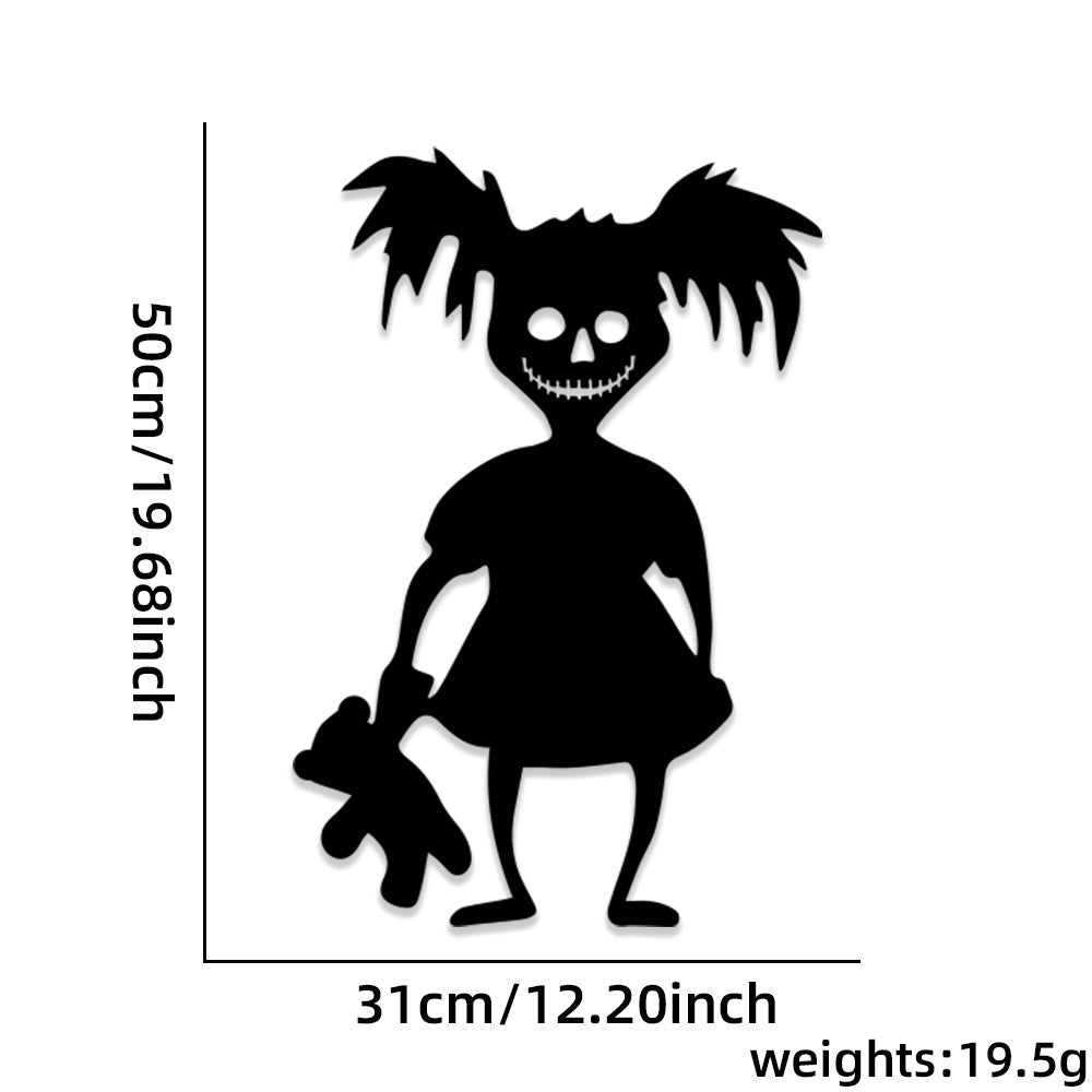 Großformatiger selbstklebender Wandsticker Grusel-Zombie mit Kürbis-Silhouette