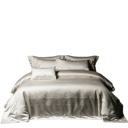 Luxuriöser Jacquard-Satin-Bettbezug-Set mit barockem Präge-Motiv