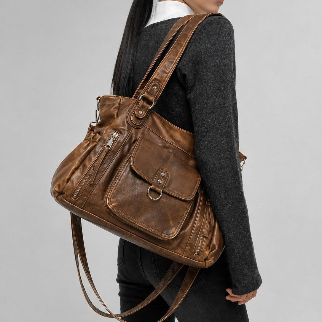 Geräumige Multifunktions-Leder-Handtasche