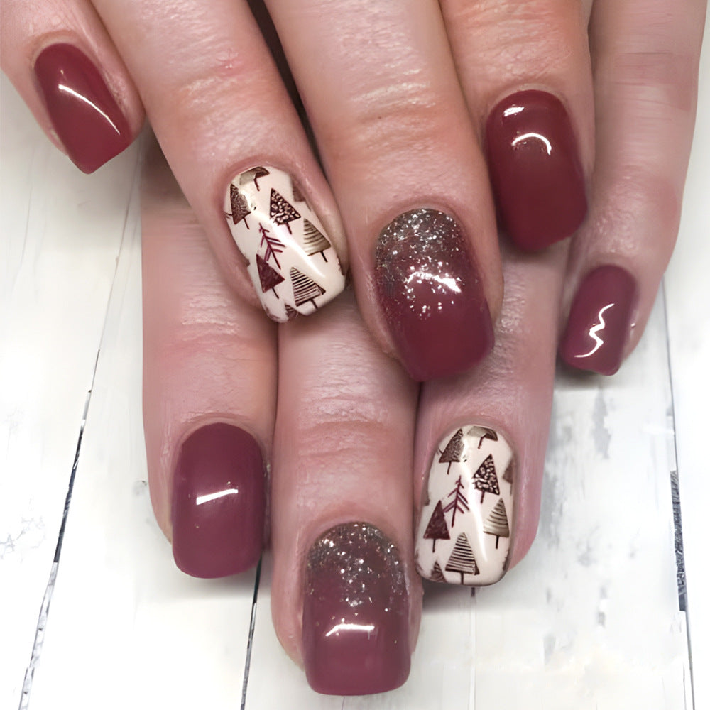 Festives Weihnachtsbaum Press-On Nagelset Brehn