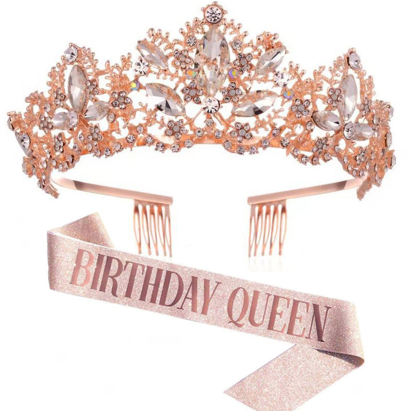 Damen Glitzernde Tiara mit "Birthday Queen"-Schärpe Brehn