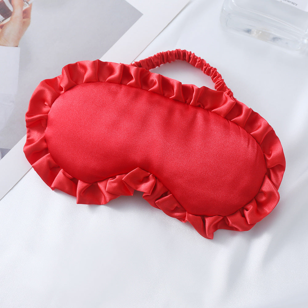 Damen nan seidig-glänzende Augenmaske mit ergonomischer Kontur, volanter Rüschenkante und sanfter Polsterung Brehn