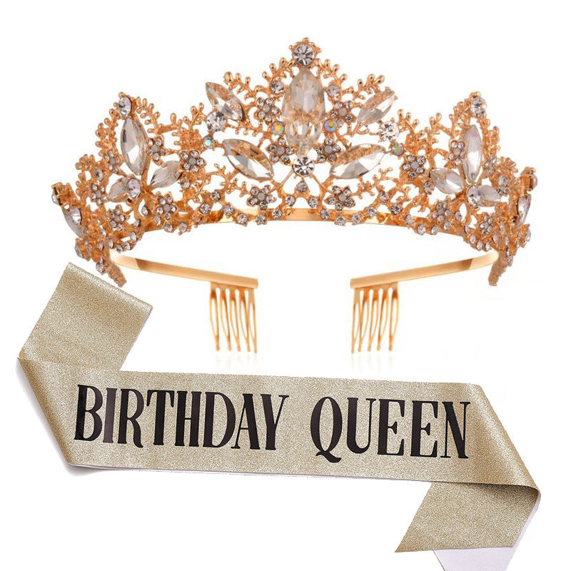 Damen Glitzernde Tiara mit "Birthday Queen"-Schärpe Brehn