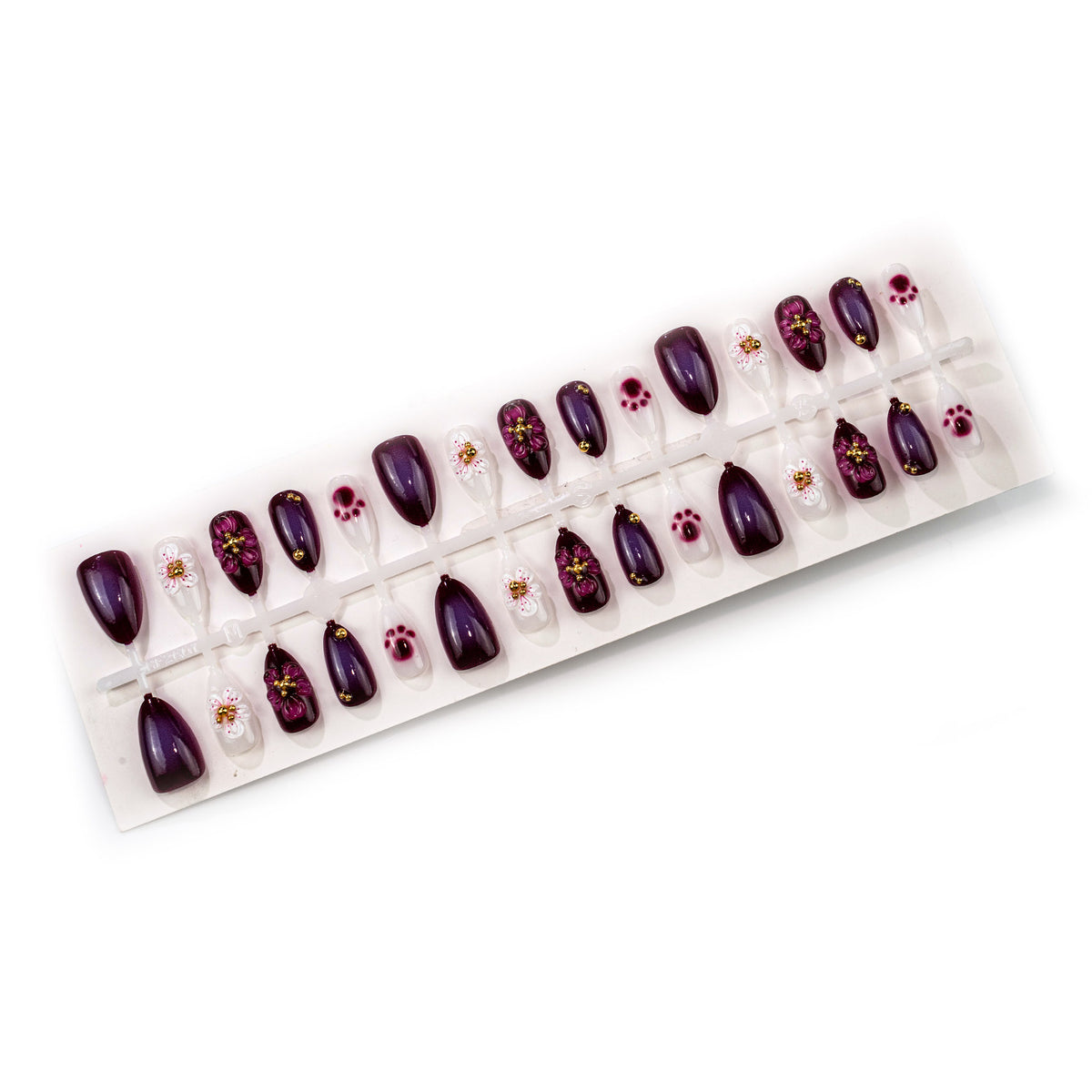 Floral-beschmückte Stiletto Press-On Nagelkunst Brehn