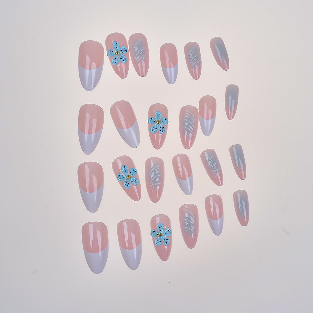 Künstlerisches florales und abstraktes Design Press-On Nagelset Brehn