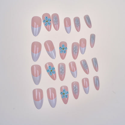 Künstlerisches florales und abstraktes Design Press-On Nagelset Brehn