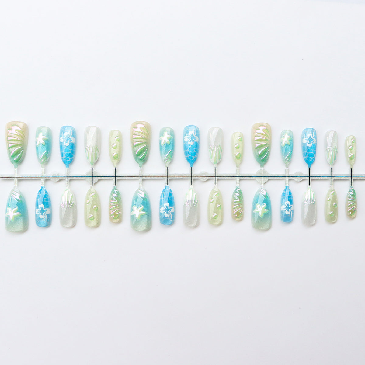 Tropische Blumen Press-On Nagelkunst Set