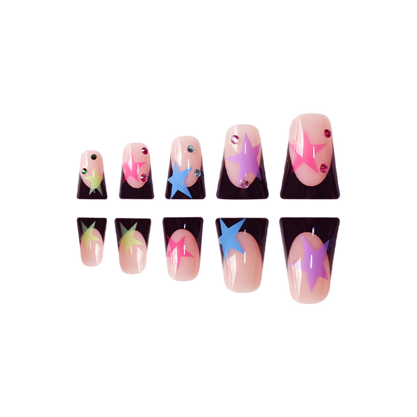 Künstlerisches Stiletto Nagelkunst Set mit Sternakzenten Brehn