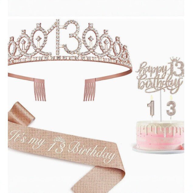 Damen Glitzernde 18. Geburtstagskrone mit festlichem Sash Brehn
