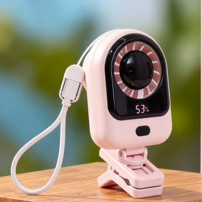 Frauen Tragbarer Mini Ventilator mit Digitalanzeige und Flexibler Halterung Brehn