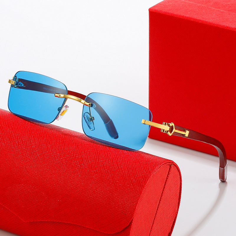 Damen modische Halbrahmen-Sonnenbrille mit luxuriösem Metall- und Kunststoffrahmen Brehn