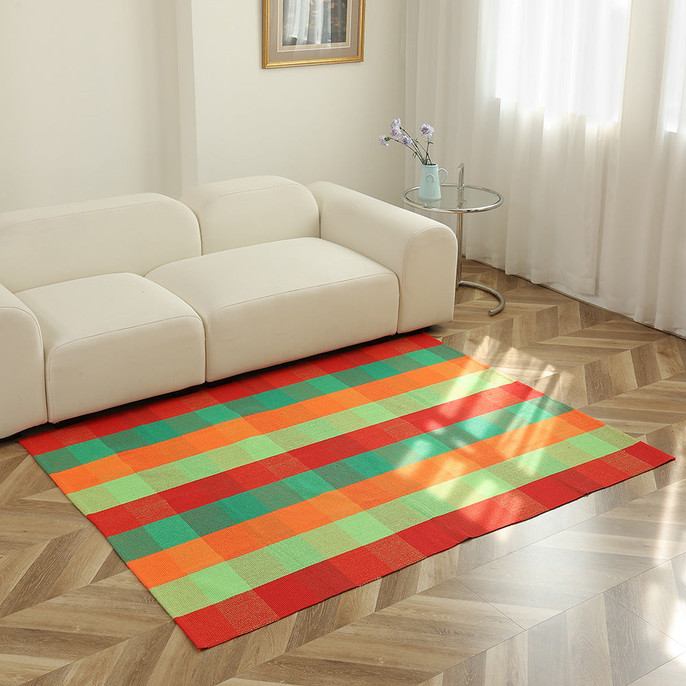 Gestreifter Flachgewebe-Teppich für Wohnzimmer mit niedrigem Flor und modernem Streifenmuster Brehn
