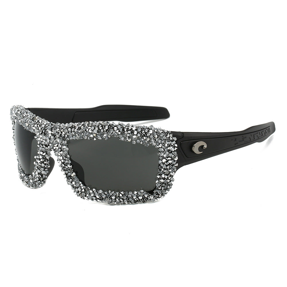 Damen Sportliche Sonnenbrille mit funkelndem Strassrahmen Brehn