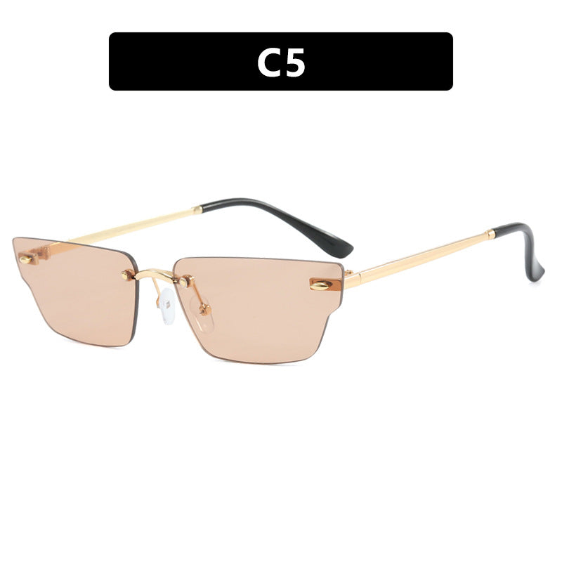 Damen geometrische Sonnenbrille mit filigranem Rahmen und transparenten Gläsern Brehn