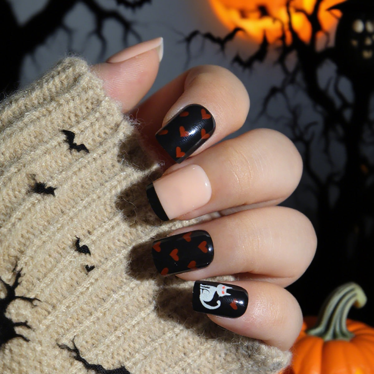 Halloween-Themed Press-On Nail Art Set Brehn