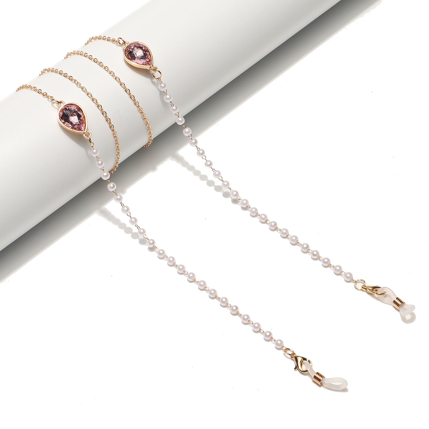 Elegante Perlen- und Kristall-Brillen Kette Brehn