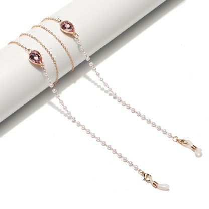 Elegante Perlen- und Kristall-Brillen Kette Brehn
