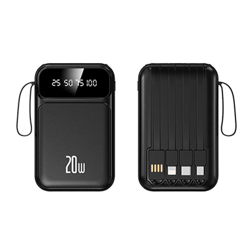 Tragbare Powerbank mit integriertem multifunktionalen Ladekabel und digitaler Anzeige Brehn